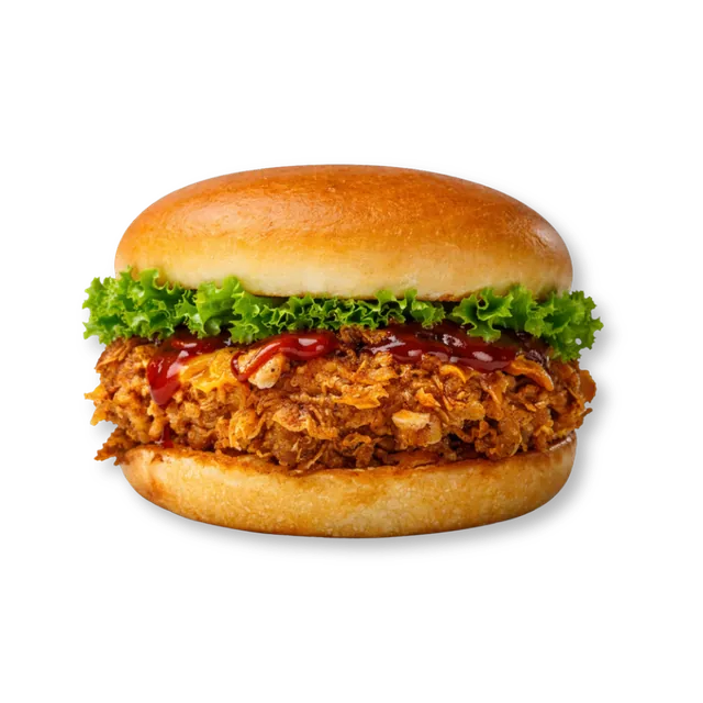 Basic Charred: 3.5-inch soft bun, lettuce, caramelized onions, BBQ sauce, ketchup, mayonnaise