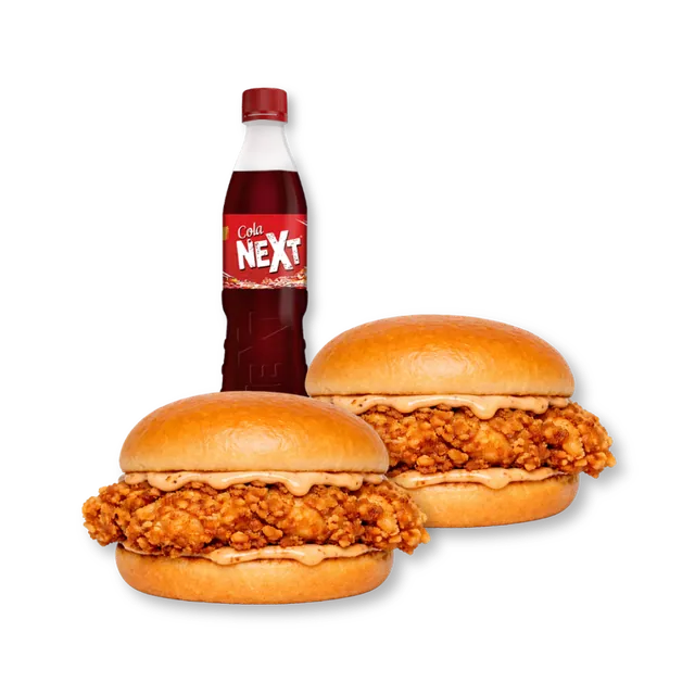 Junior Zingers: 2 Junior Crispy Chicken Burgers + 300ml Soft Drink