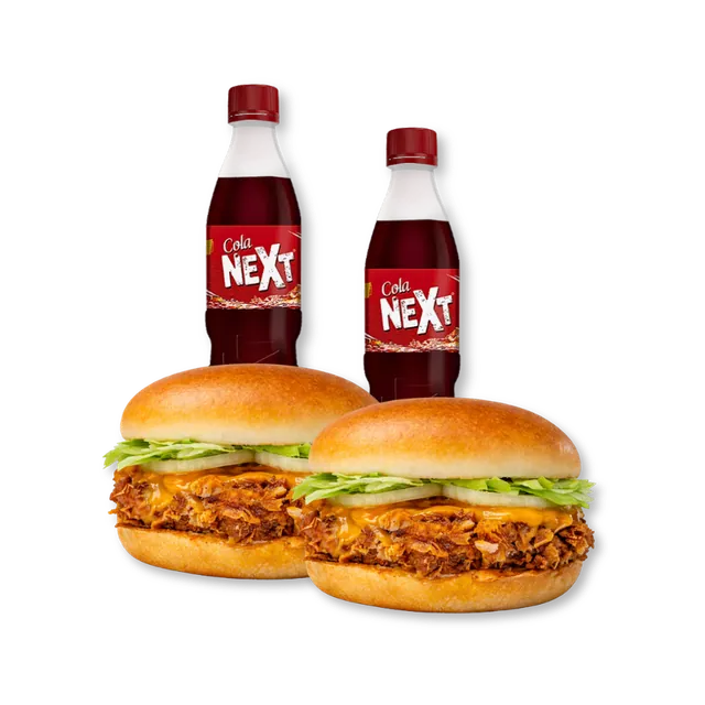 Twin Crispy: 2 SuperZippy Crispy Burgers + 2 Drinks